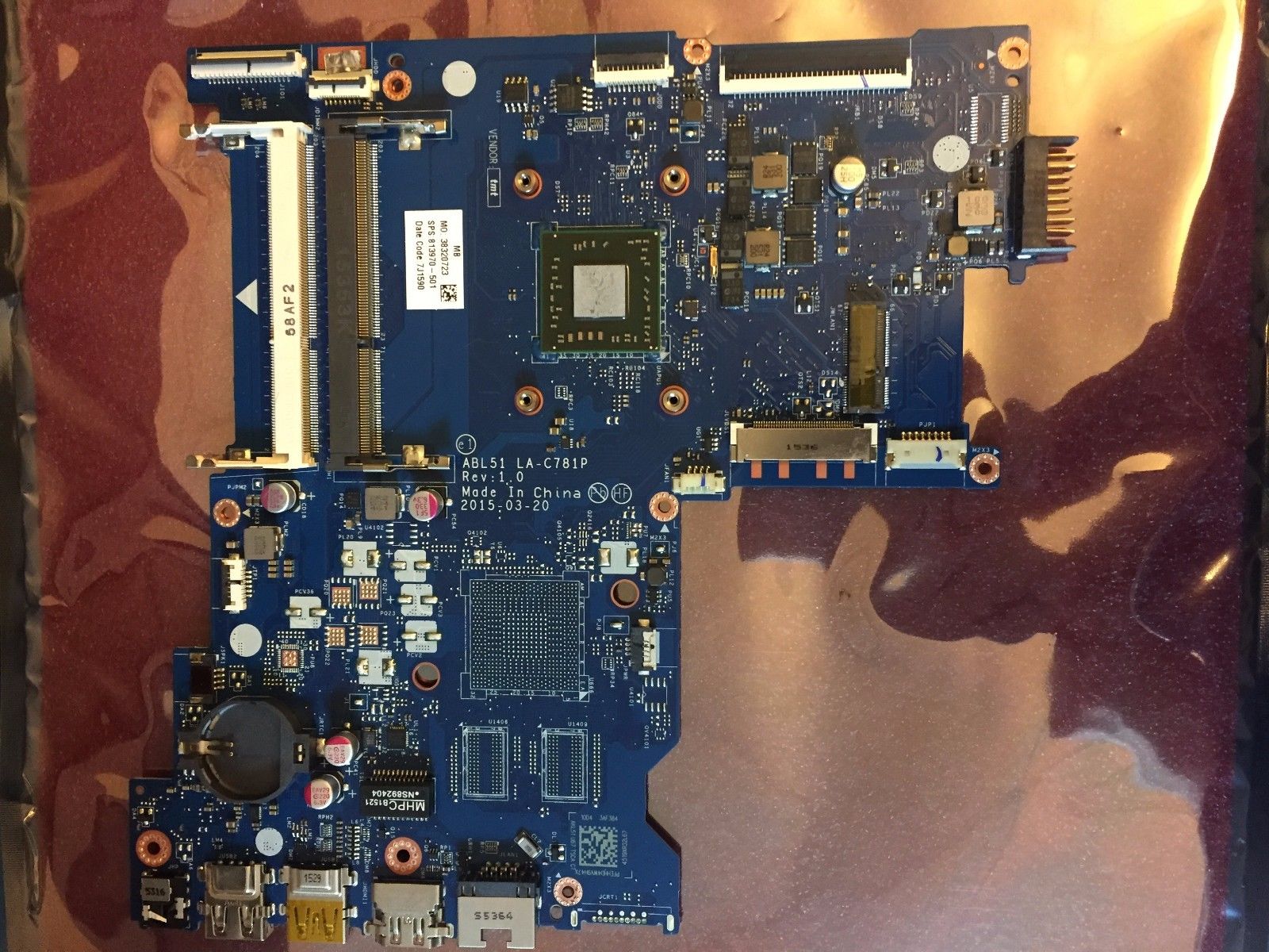 HP 15-AF Laptop Motherboard TS AMD A8-7410 2.2GHz CPU LA-C781P A